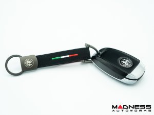 Keychain - Leather - Alfa Romeo Crest + Italian Flag